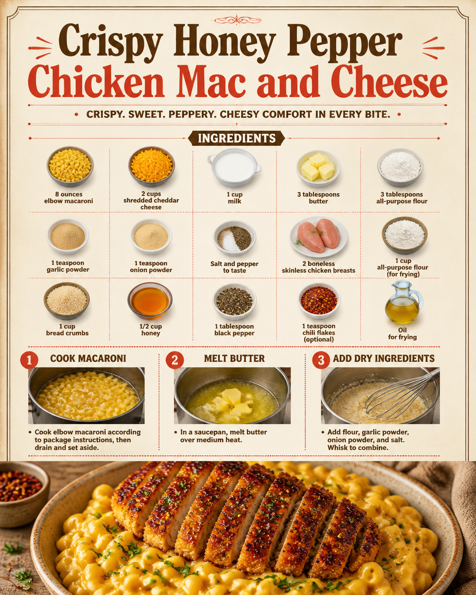 Crispy Honey Pepper Chicken Mac and Cheese