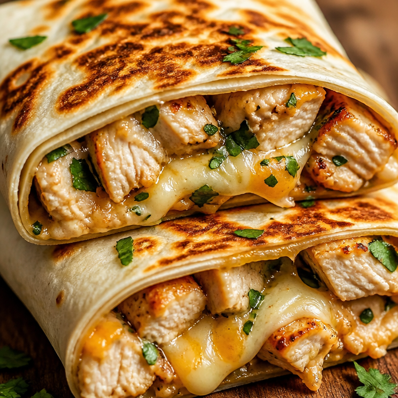 Low Carb Cheesy Garlic Chicken Wraps