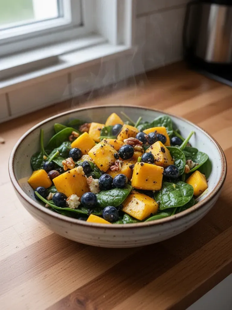 Mango Salad with Spinach and Blueberries