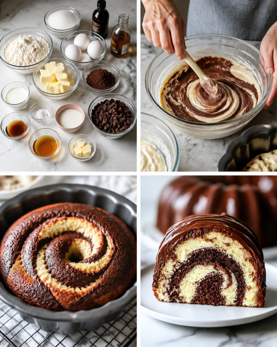 Authentic German Marble Cake Recipe with Chocolate Glaze