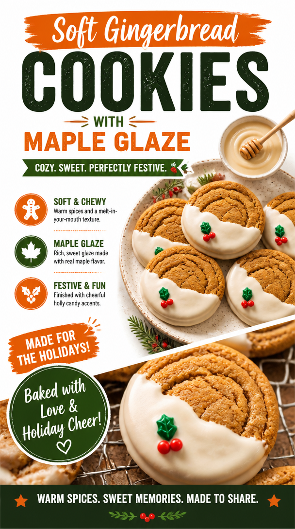 Soft Gingerbread Cookies with Maple Glaze 2 Soft Gingerbread Cookies with Maple Glaze