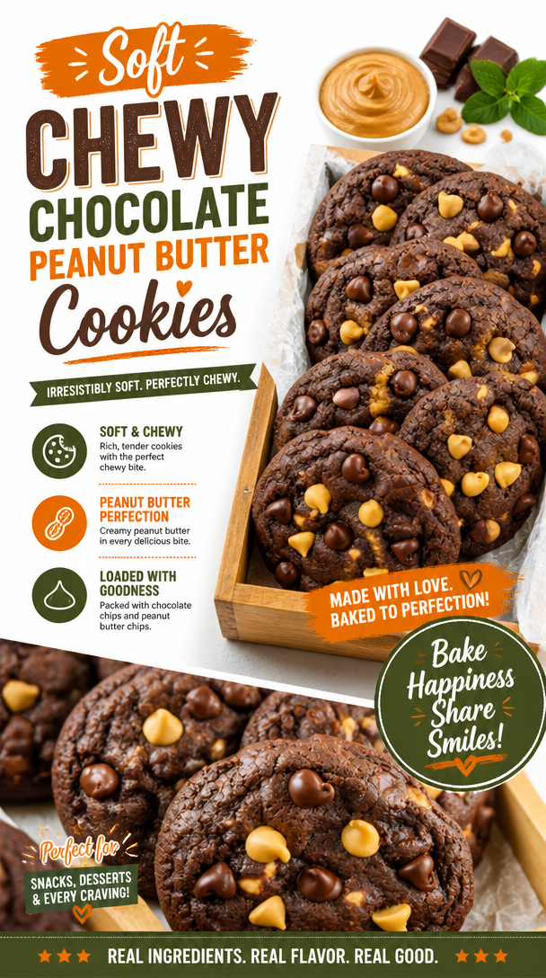 Soft and Chewy Chocolate Peanut Butter Cookies 2 Soft and Chewy Chocolate Peanut Butter Cookies