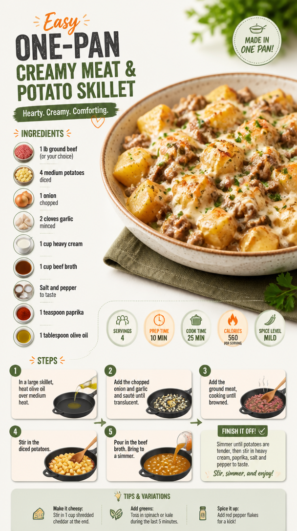 Easy One-Pan Creamy Meat & Potato Skillet