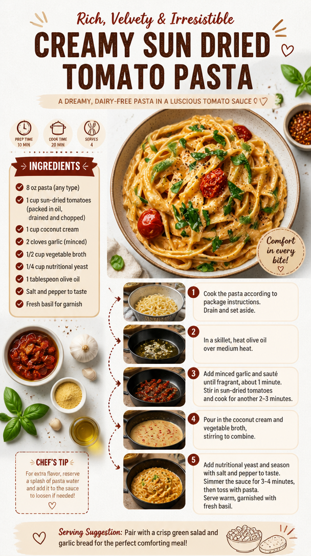 Creamy Sun Dried Tomato Pasta