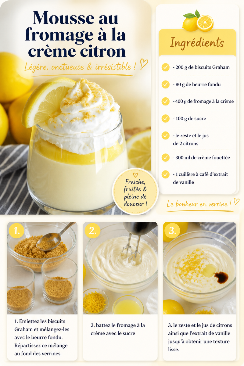 Mousse au fromage à la crème citron