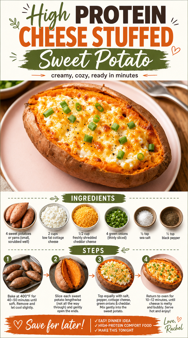 High Protein Cheese Stuffed Sweet Potato