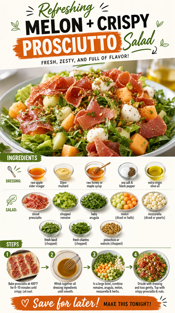 Refreshing Melon + Crispy Prosciutto Salad