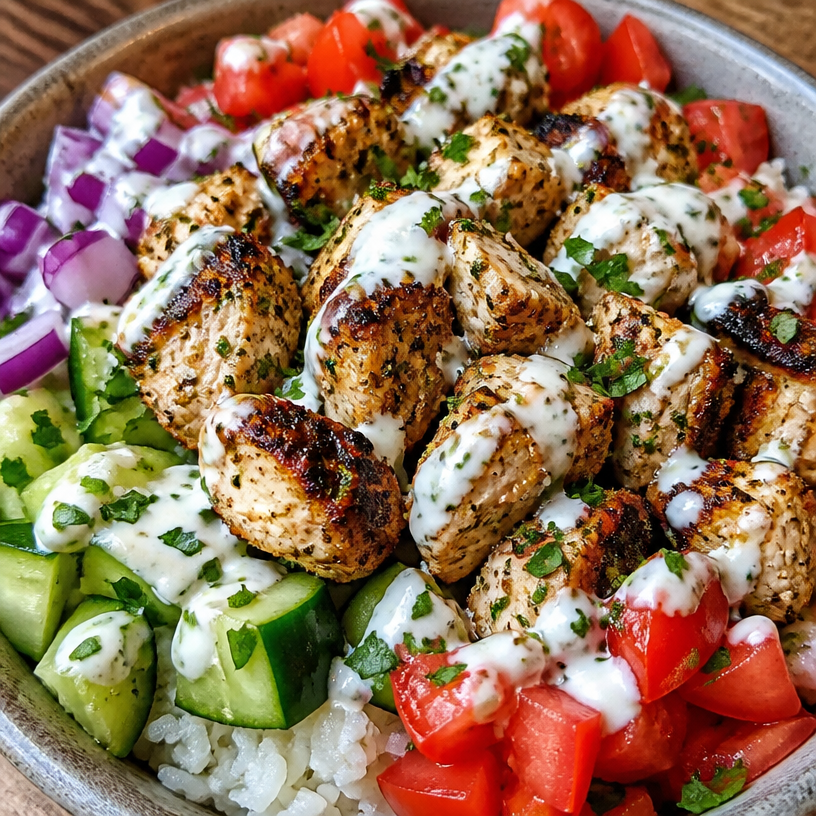 Easy Mediterranean Chicken Gyro Bowls