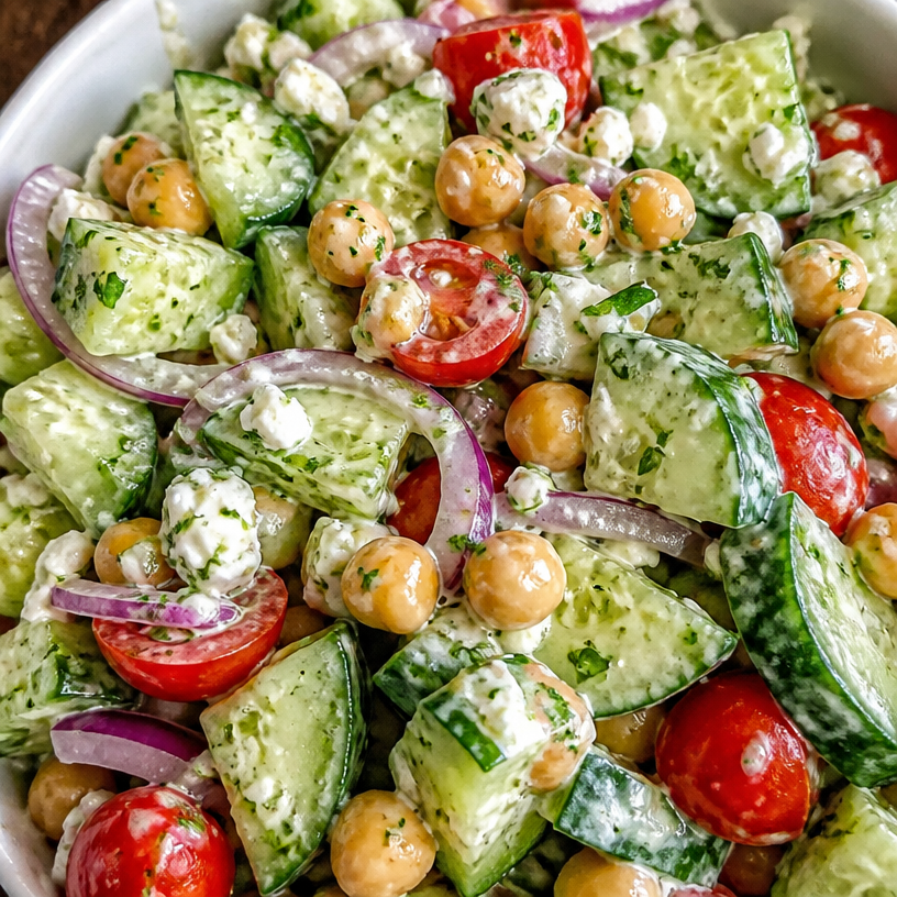 Crispy Cucumber and Chickpea Ranch Salad