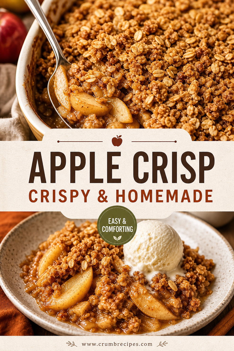 Easy Apple Crisp Recipe with a Perfect Crispy Oat Topping apple crisp Easy Apple Crisp Recipe with a Perfect Crispy Oat Topping | Thanksgiving desserts apple crisp, Fall dessert recipes apple crisp, Old fashioned apple crisp