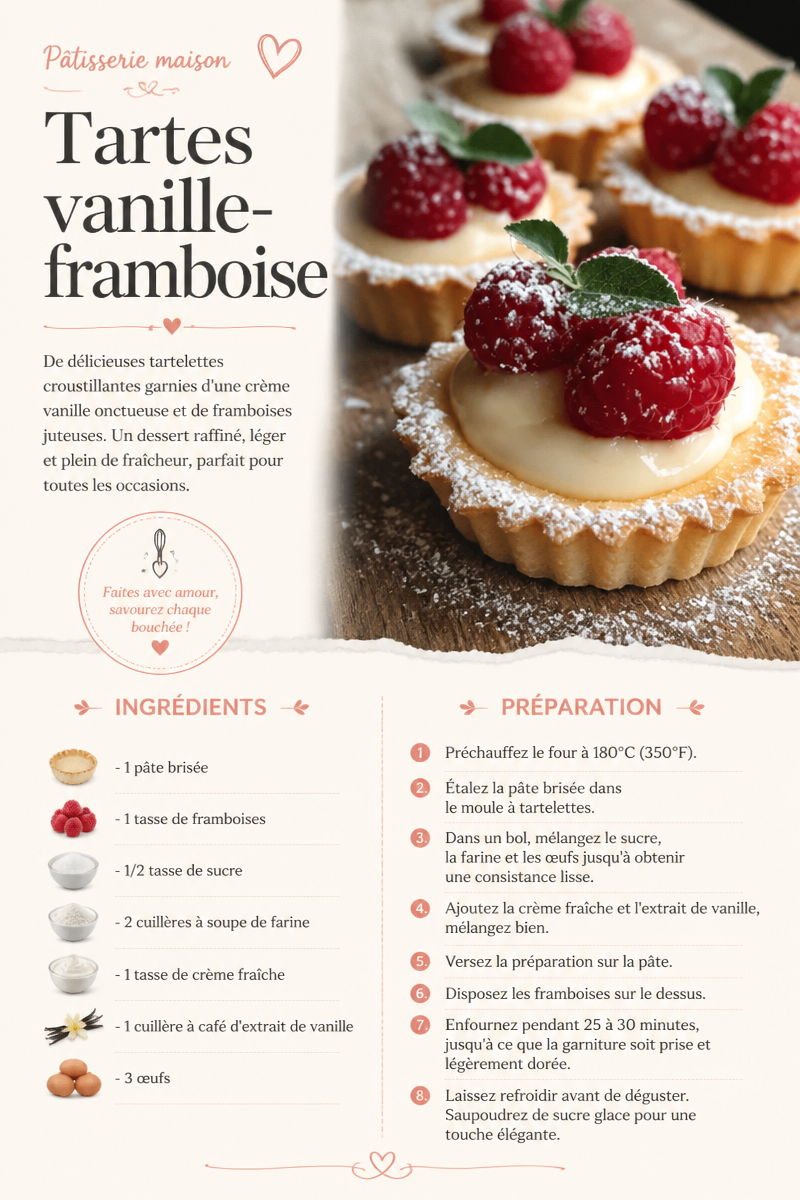 Tartes vanille-framboise