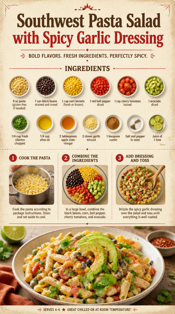 Southwest Pasta Salad with Spicy Garlic Dressing