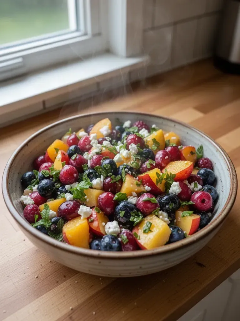 Blueberry Peach Feta Salad