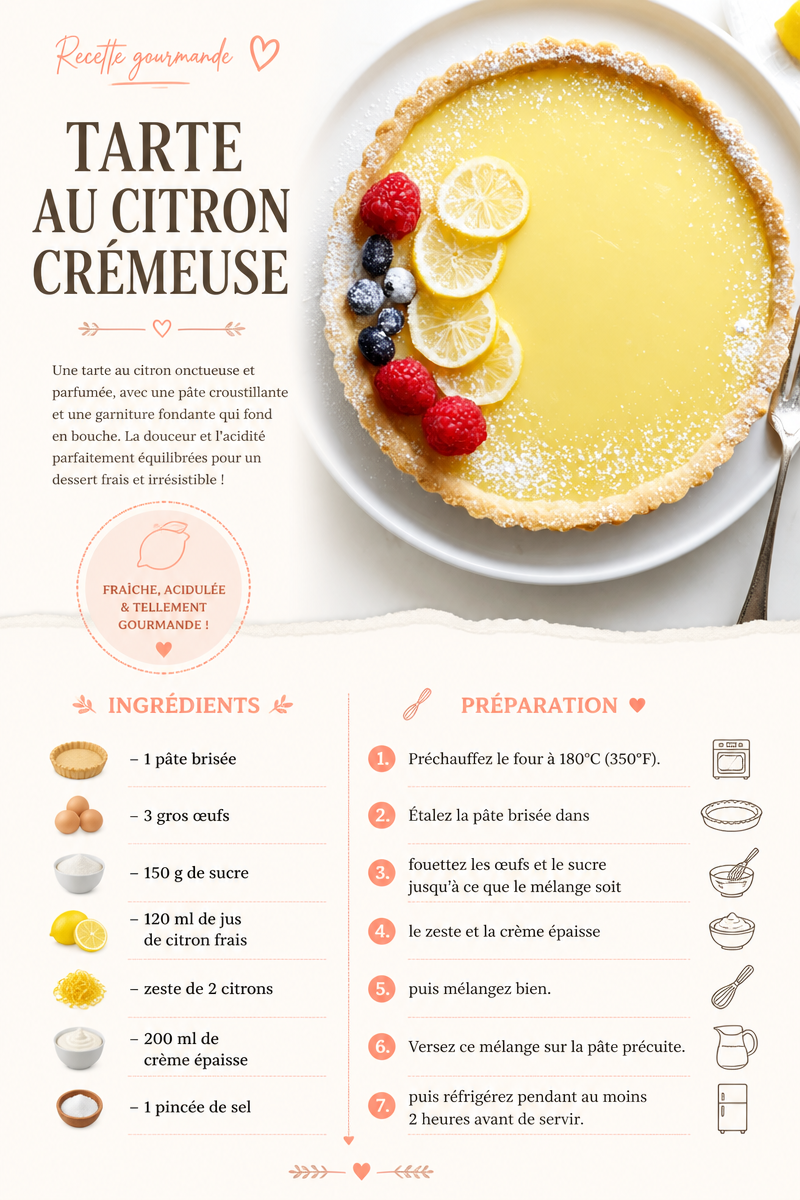 Tarte au citron crémeuse