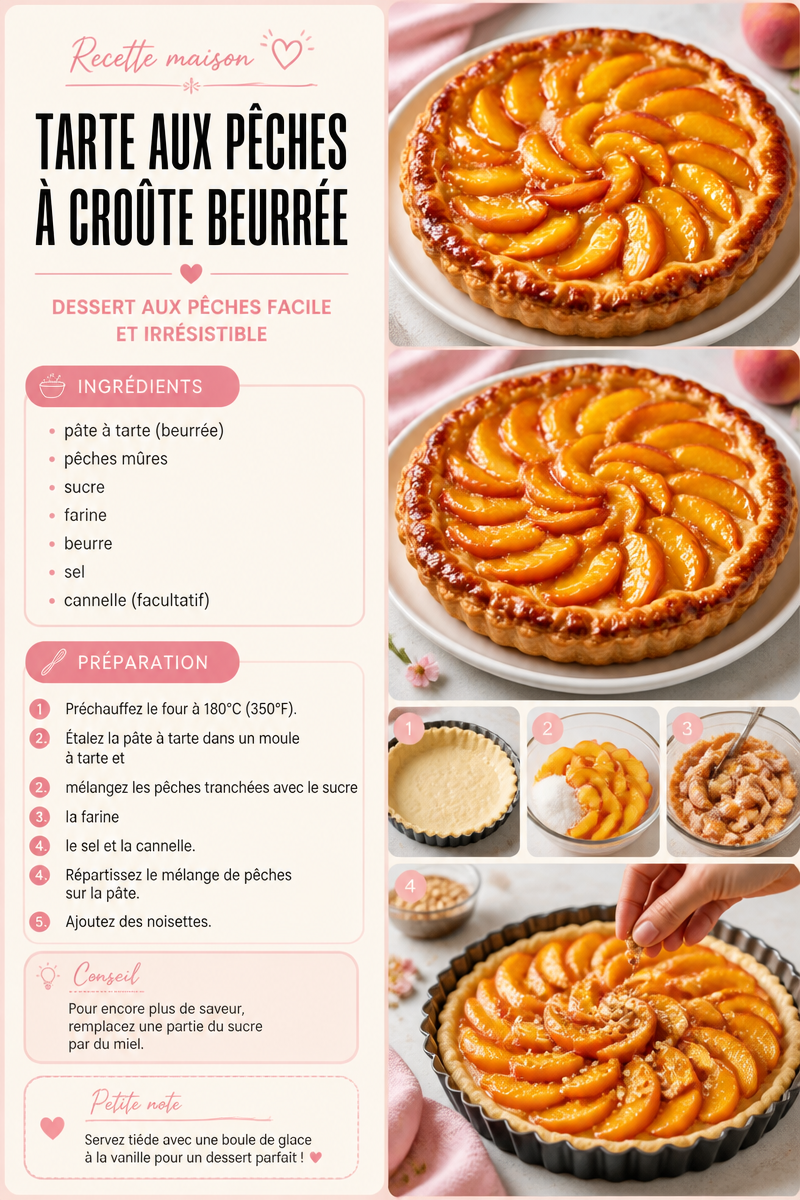 Tarte aux pêches à croûte beurrée