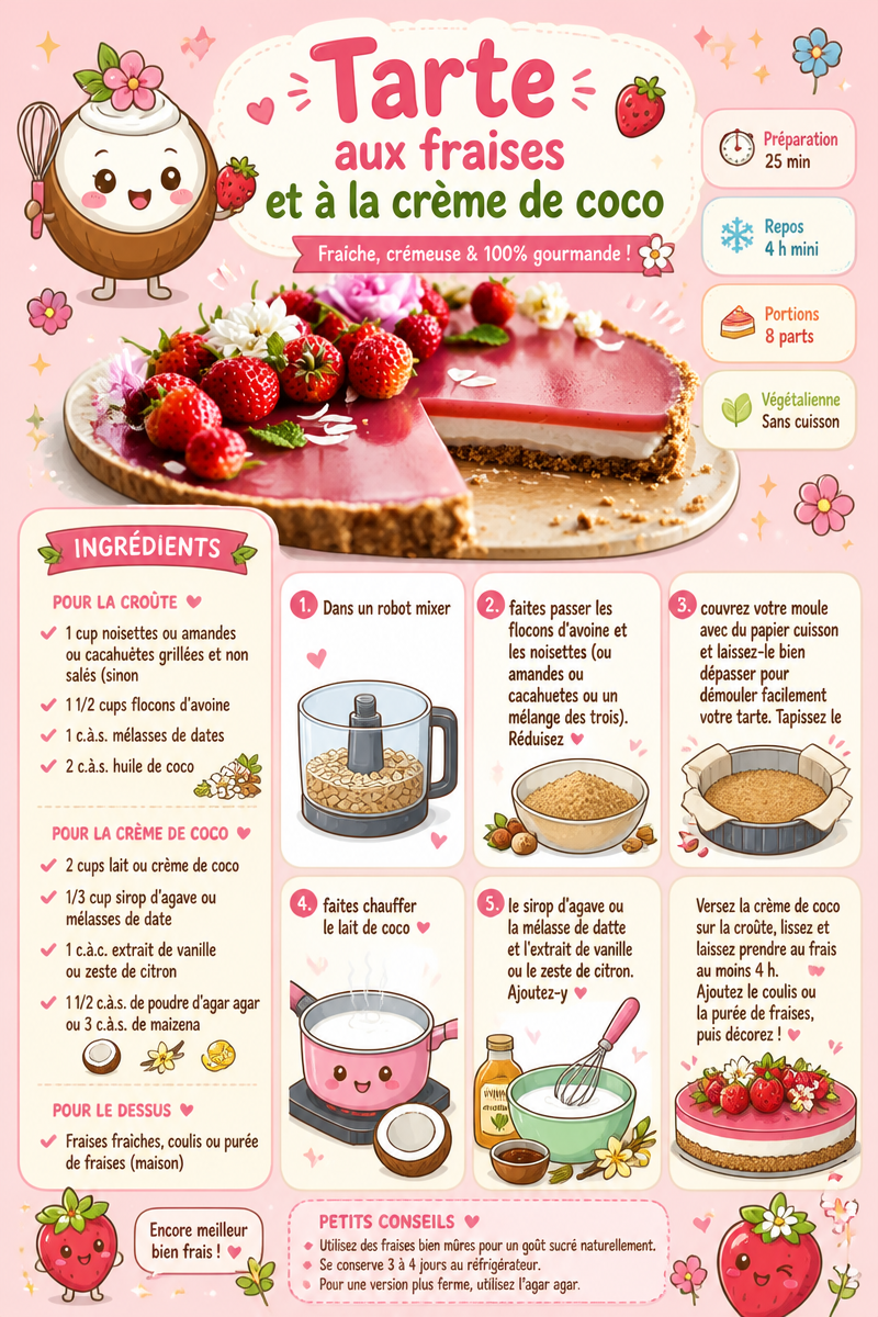 Tarte aux fraises et à la crème de coco