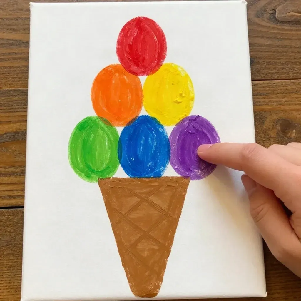 Rainbow Ice Cream Fingerprint Canvas Art 17 Fingerprint Rainbow Ice Cream Canvas Art