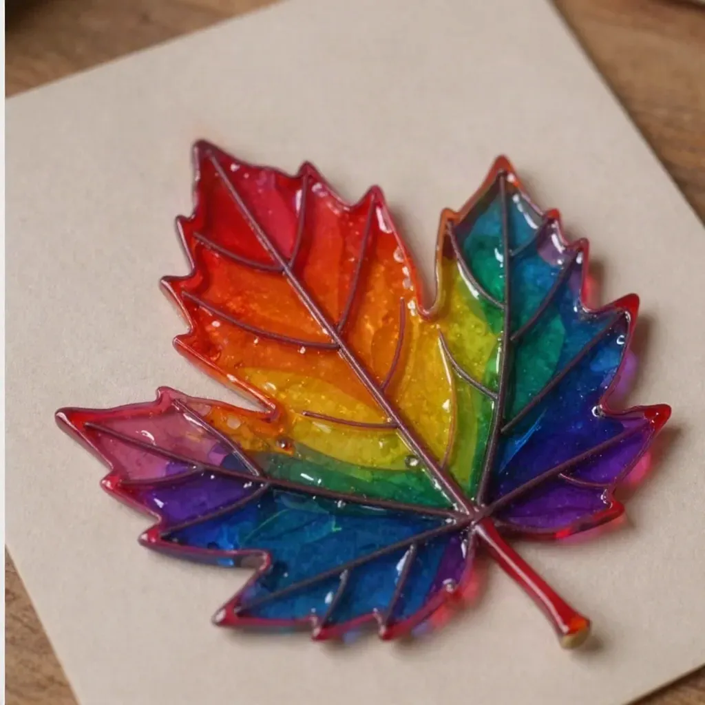 Colorful Rainbow Crystal Leaf Sun Catcher for Windows 17 Rainbow Crystal Leaf Suncatcher