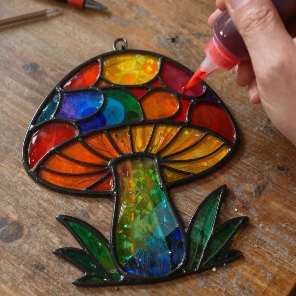 Faux Stained-Glass Mushroom Craft 16 Faux Stained Glass Mushroom Art