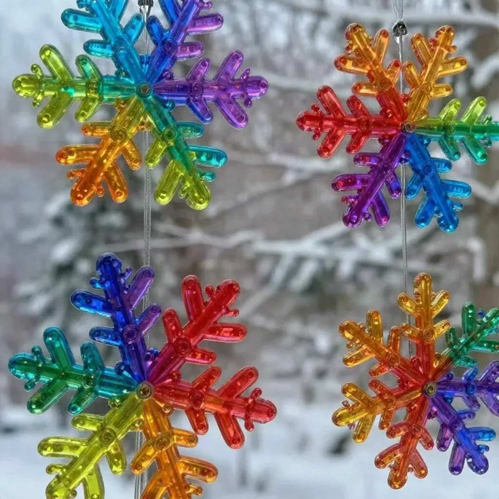 Rainbow Snowflake Window Clings