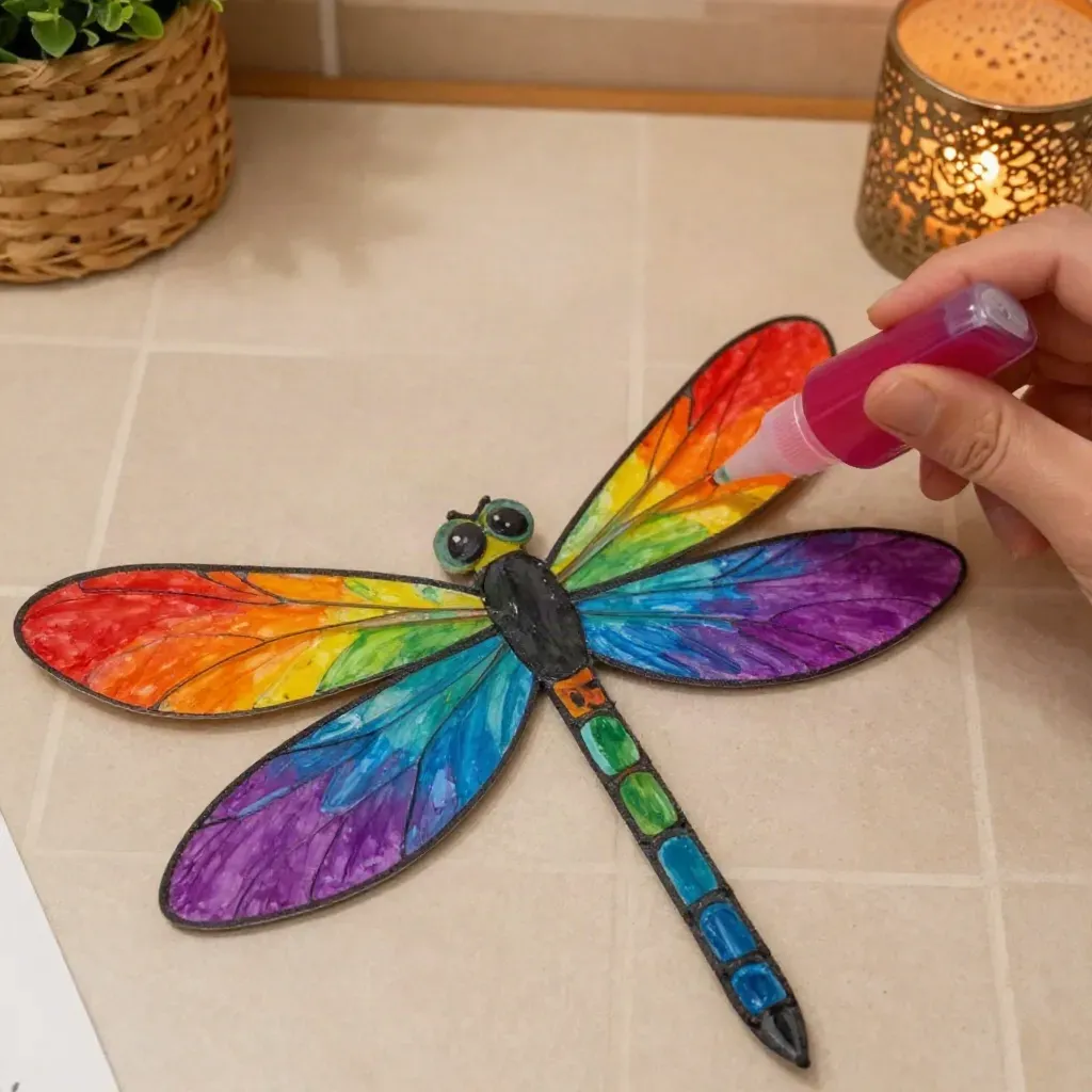 Rainbow Crystal Dragonfly Stained Glass Window Decor 17 Crystal Rainbow Dragonfly Stained-Glass Window Decor