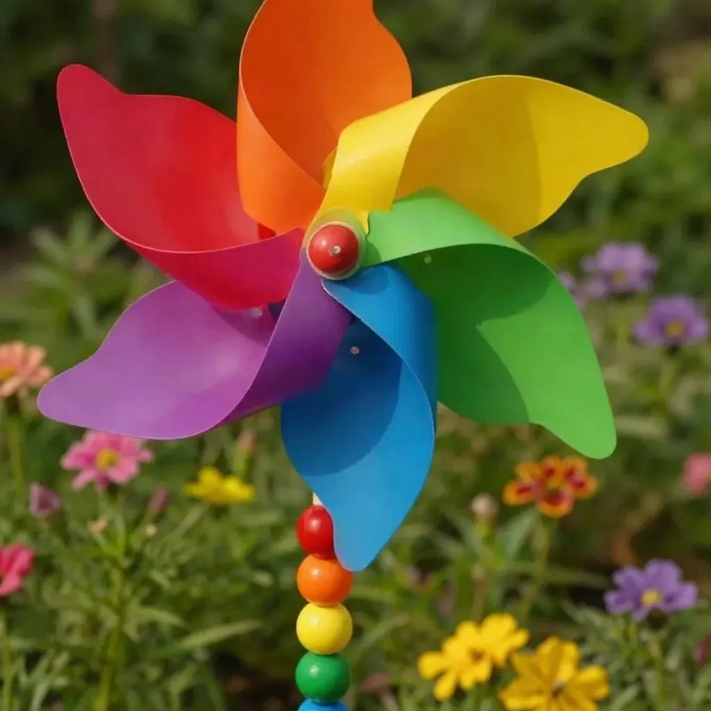 Big Rainbow Pinwheel Garden Stake for Outdoor Yard Decor 20 Large Rainbow Pinwheel Garden Stake for Outdoor Decor
