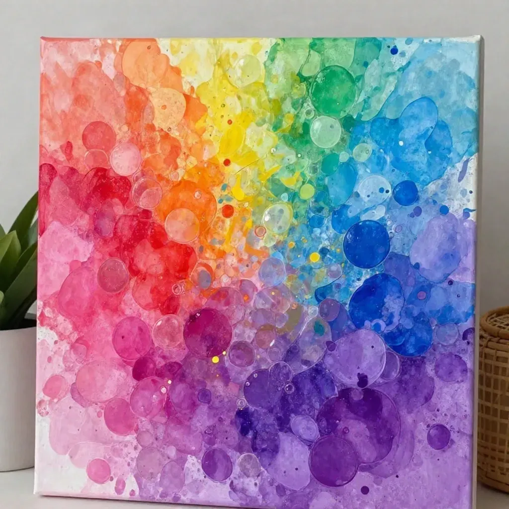 Color Splash Bubble Rainbow Canvas