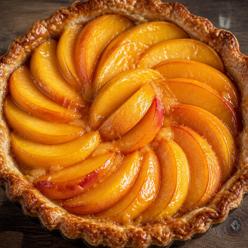 Tarte aux pêches à croûte beurrée