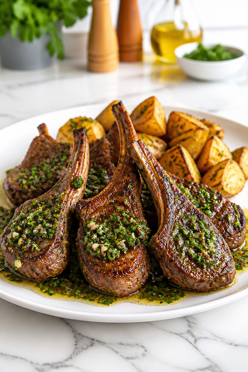 Grilled Lamb Chop Mint Chimichurri