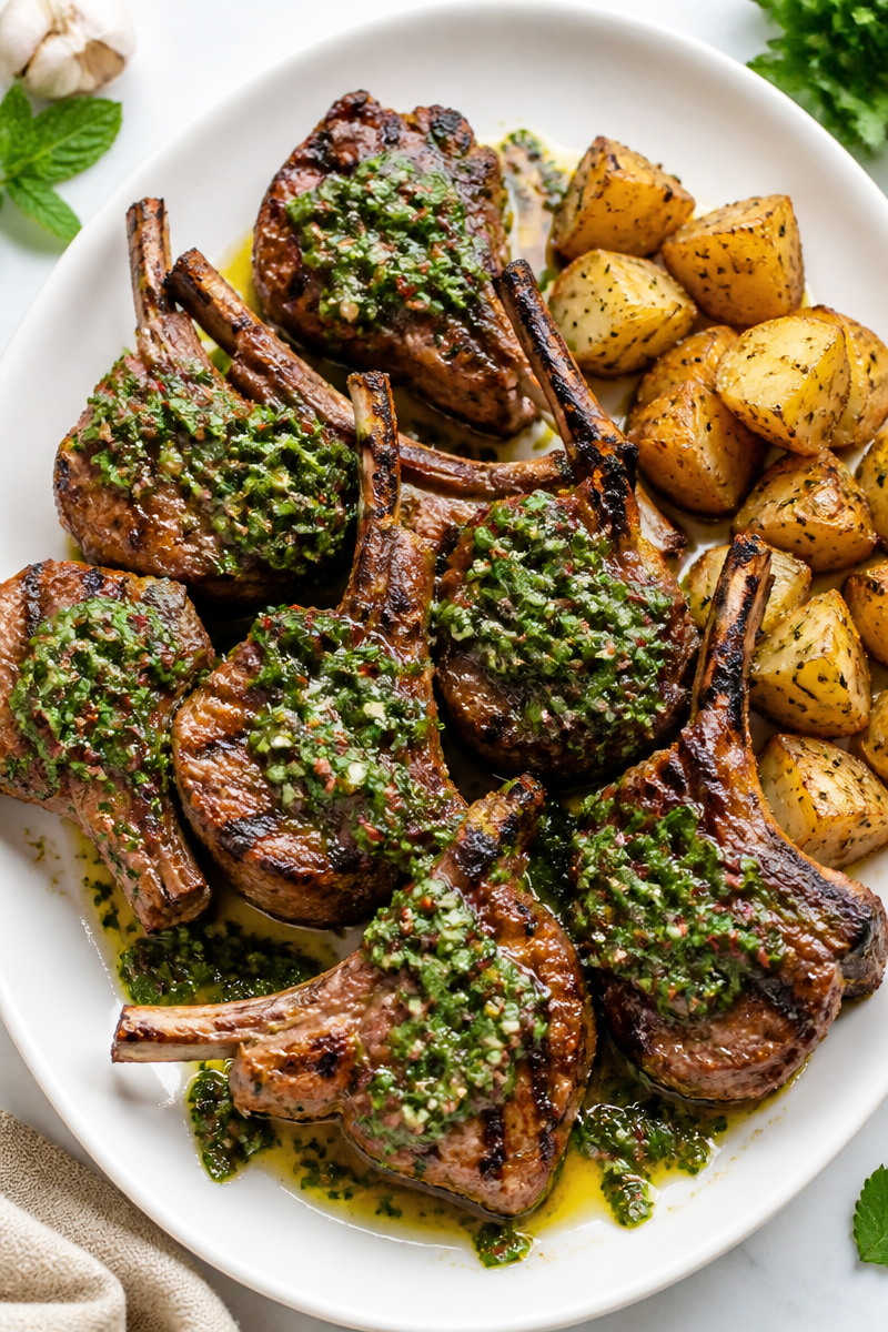 Grilled Lamb Chop Mint Chimichurri