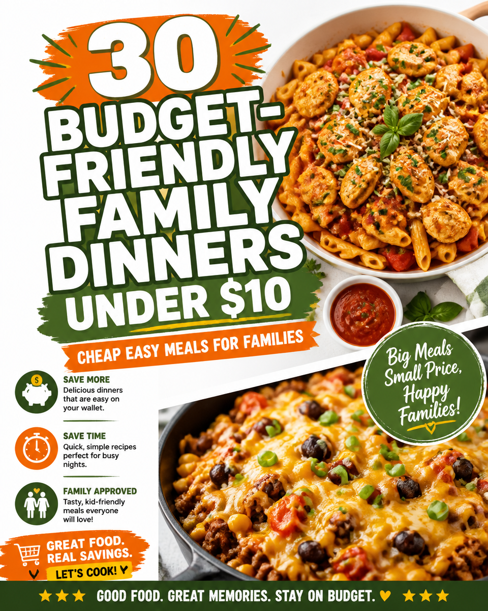 30 Budget-Friendly Family Dinners Under $10 | Cheap Easy Meals for Families