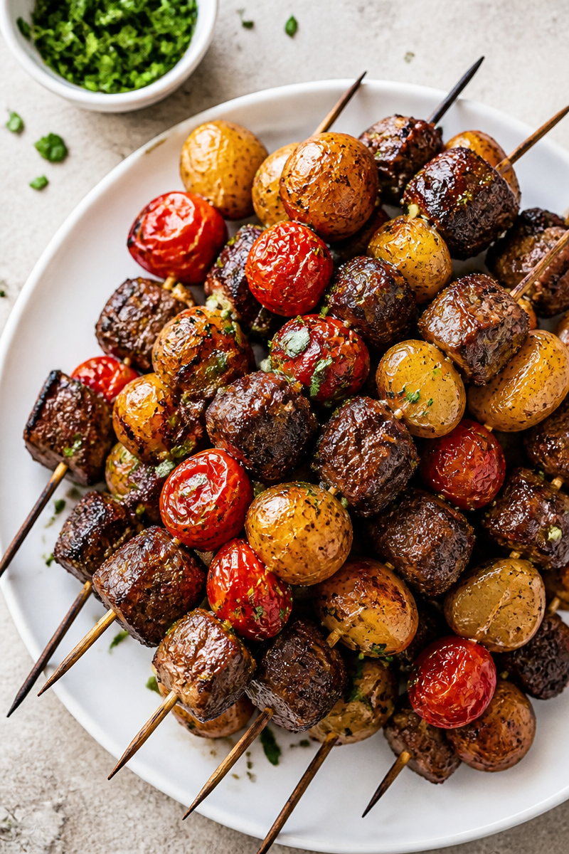 Rosemary Garlic Steak Kebabs