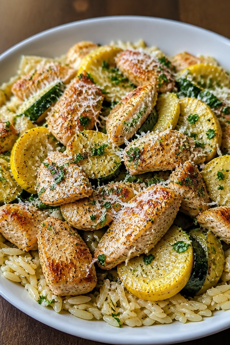 Chicken with Zucchini and Yellow Squash