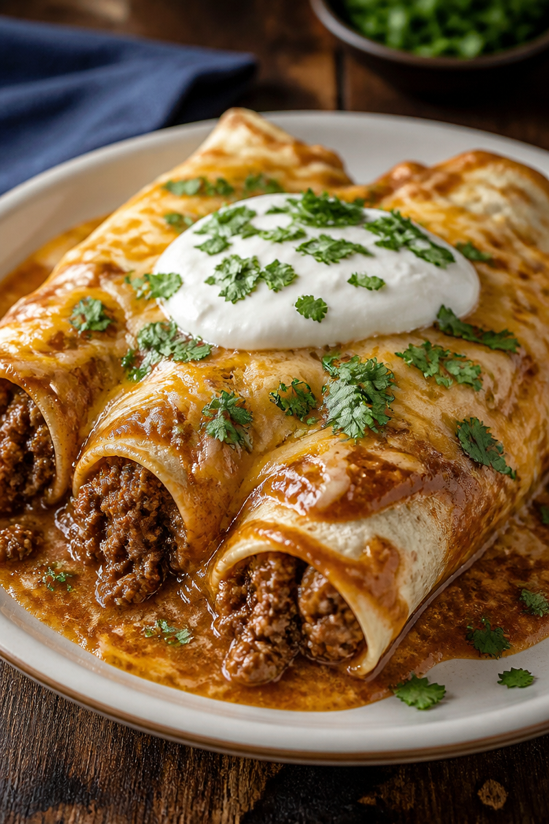 Savory Smothered Ground Beef Burritos with Creamy Chipotle Delight