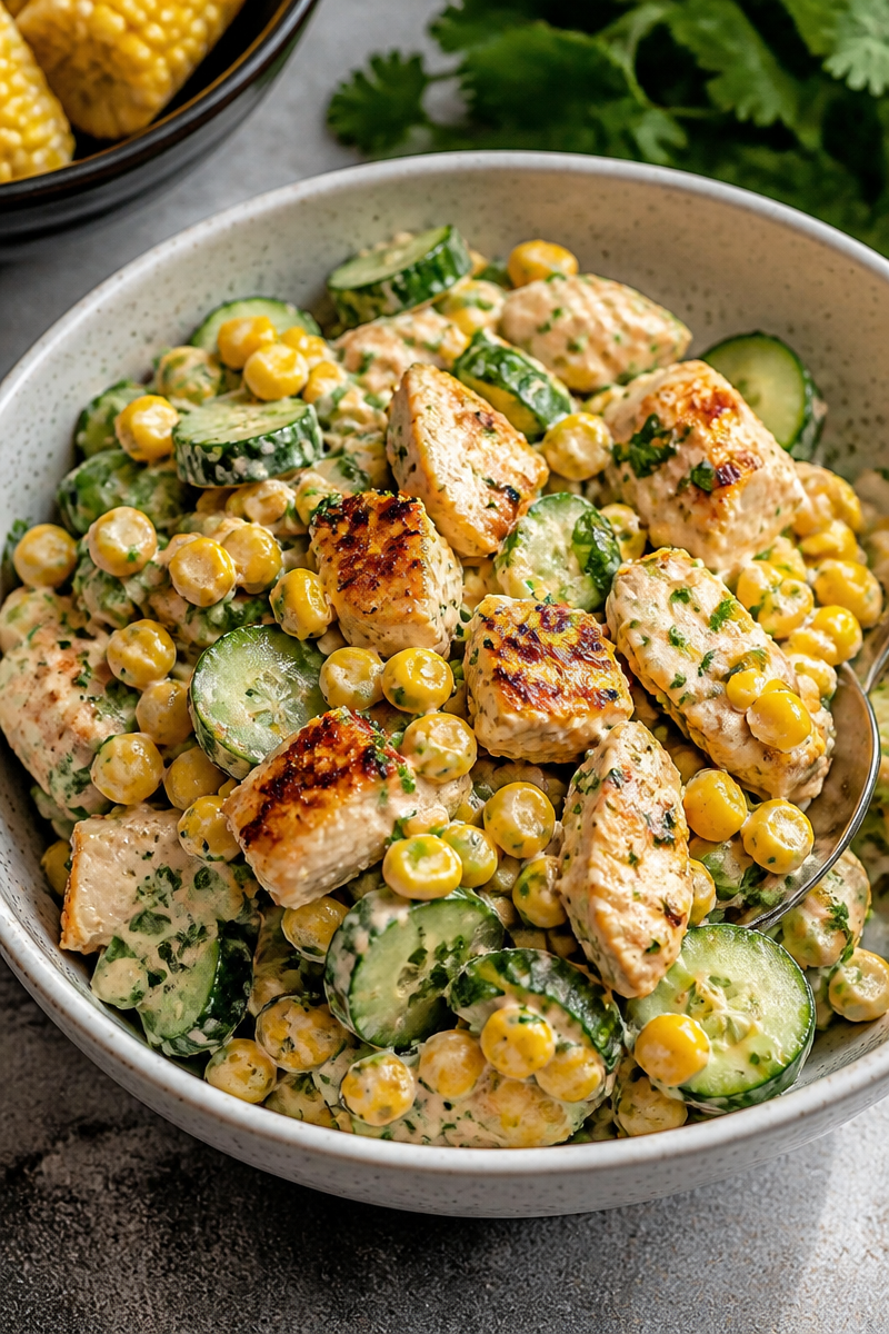 Street Corn Creamy Cucumber Chicken Salad: An Amazing Ultimate Recipe