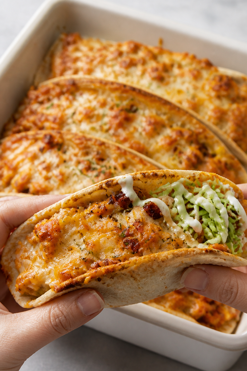 Cheesy Oven-Crispy Chicken Bacon Ranch Tacos