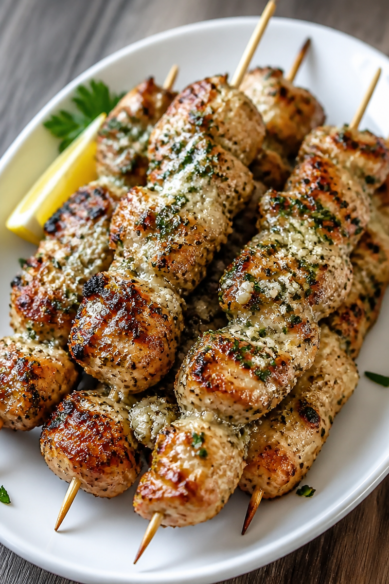 Savory Garlic Parmesan Chicken Skewers