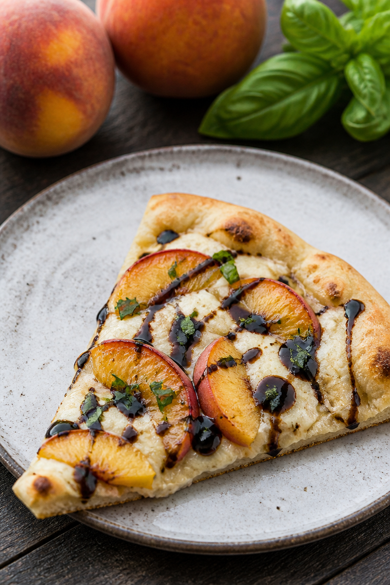 Easy Peach & Basil Naan Bread Pizza