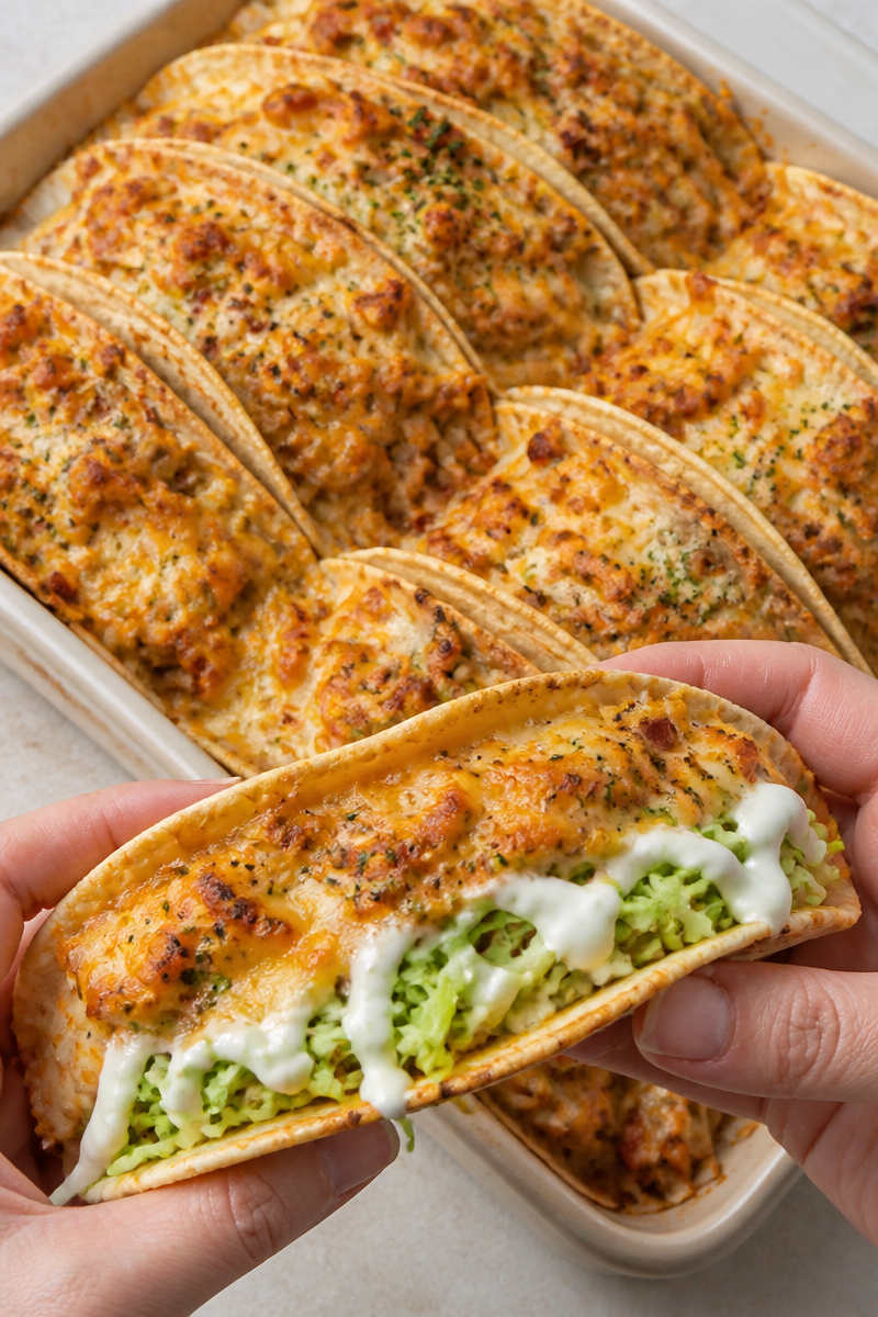 Cheesy Oven-Crispy Chicken Bacon Ranch Tacos