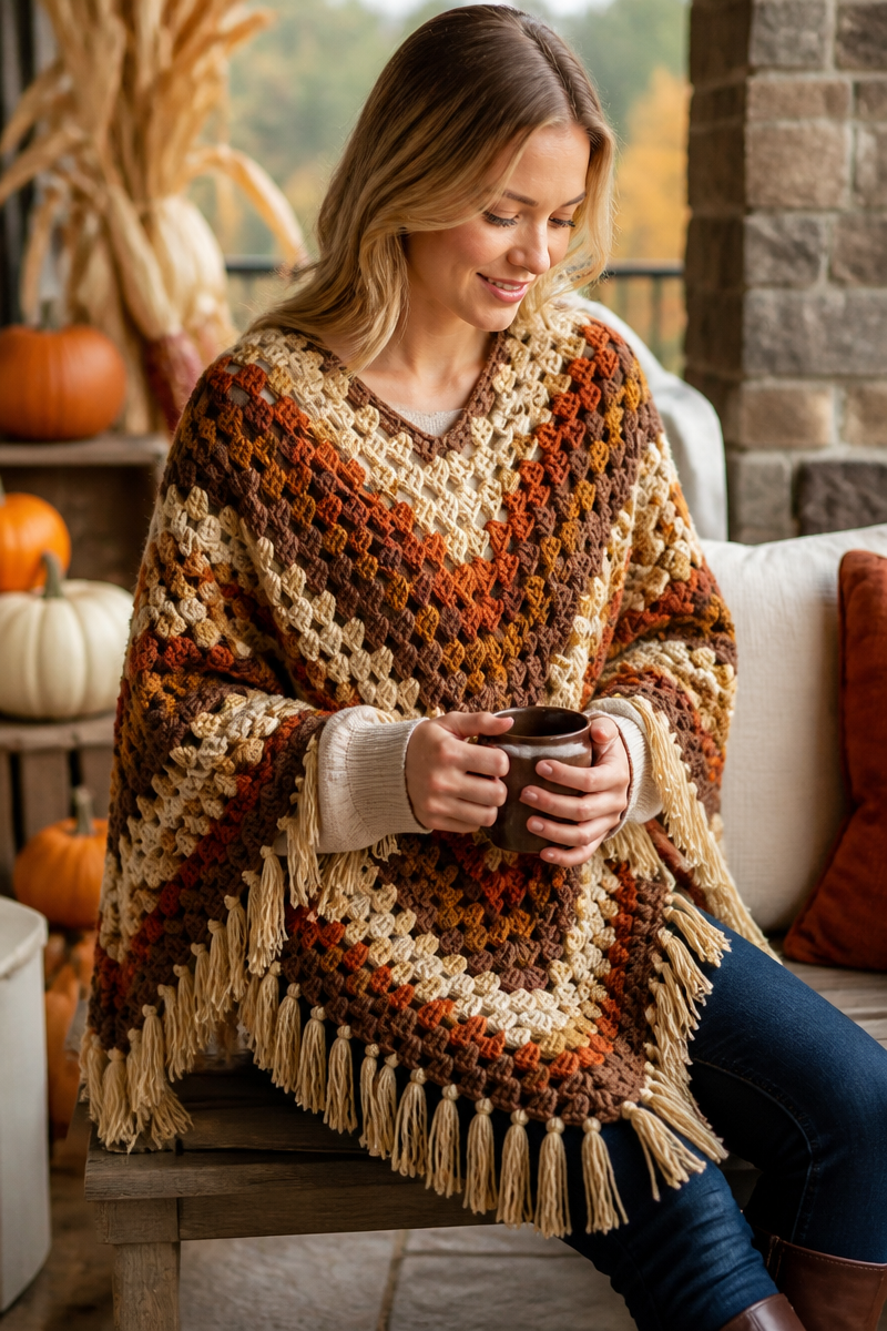 Crochet Poncho Pattern Autumn Style