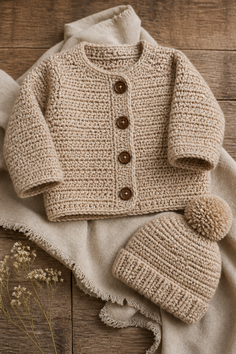 Crochet Baby Cardigan Sweater Set