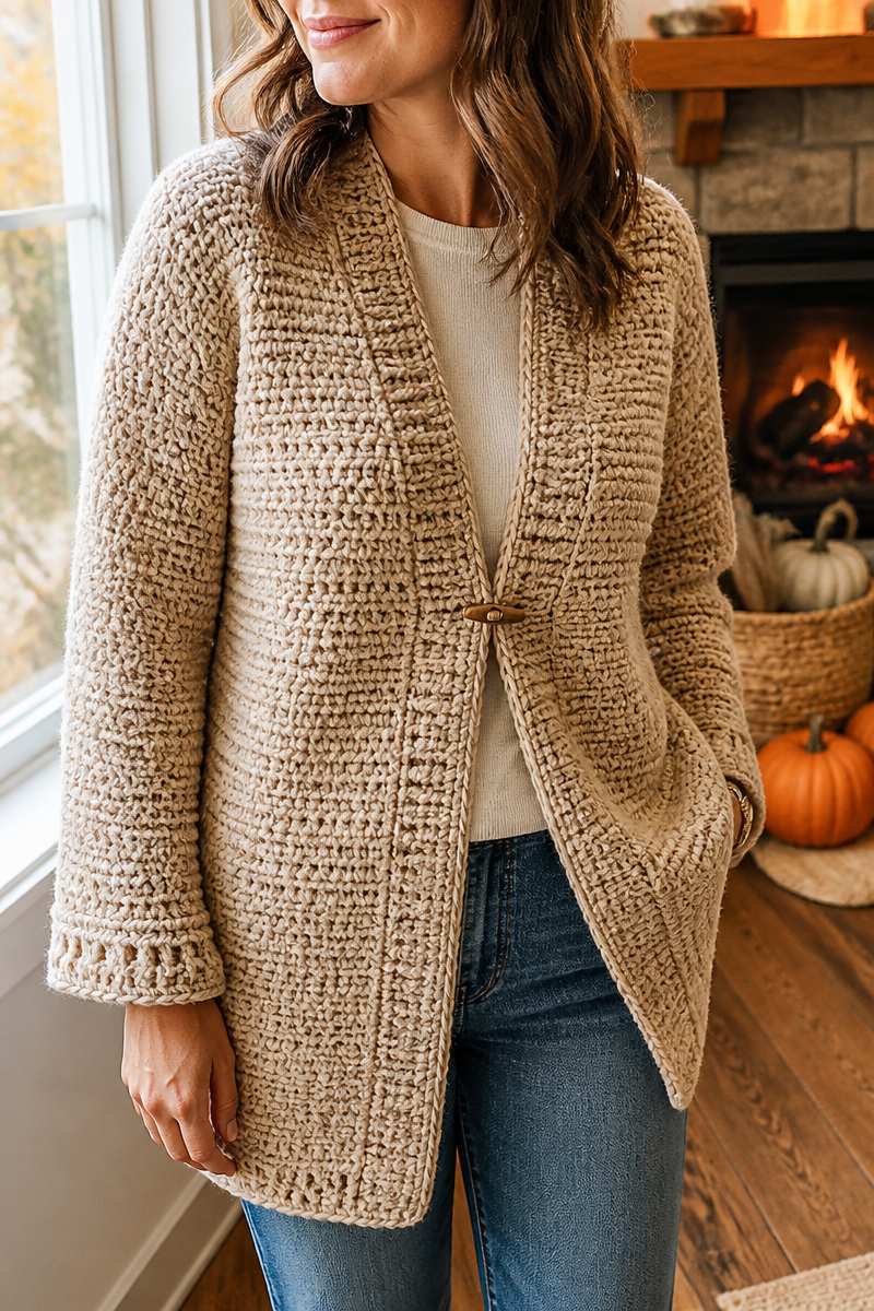 Chunky Crochet Cardigan Fall Outfit