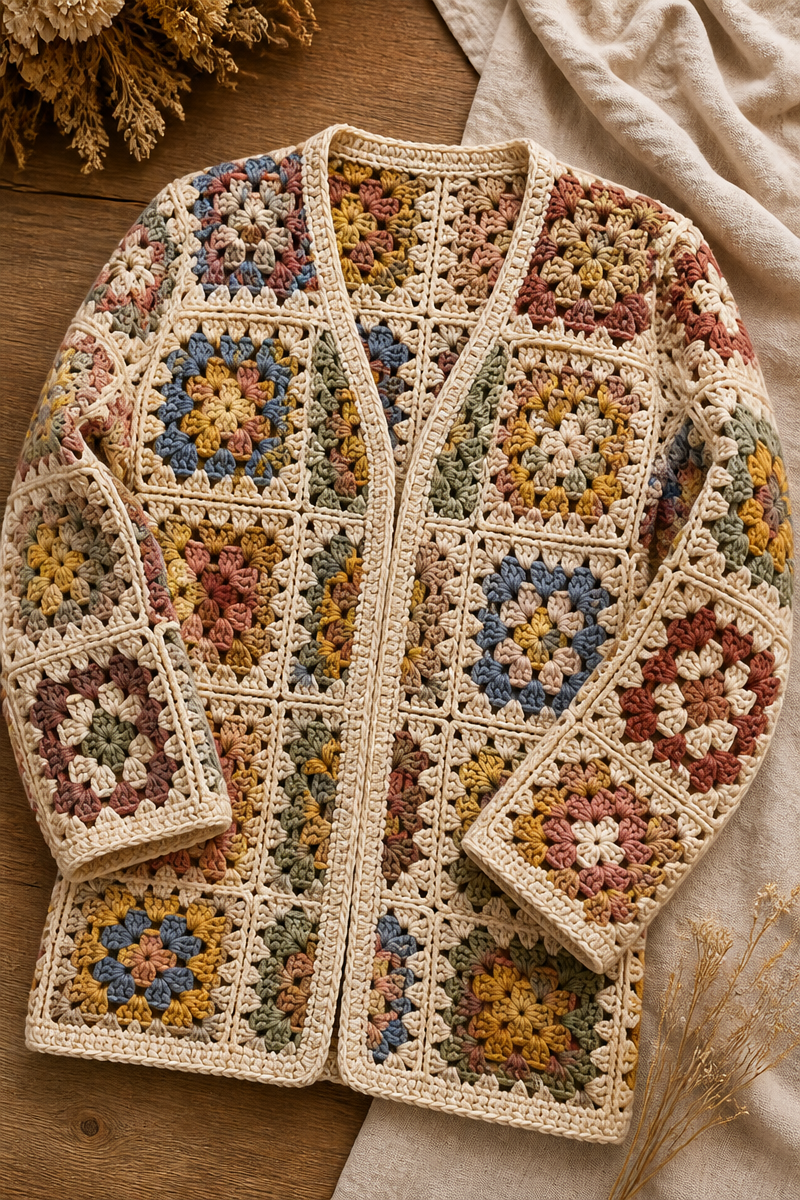 Crochet Grandma Square Cardigan Pattern