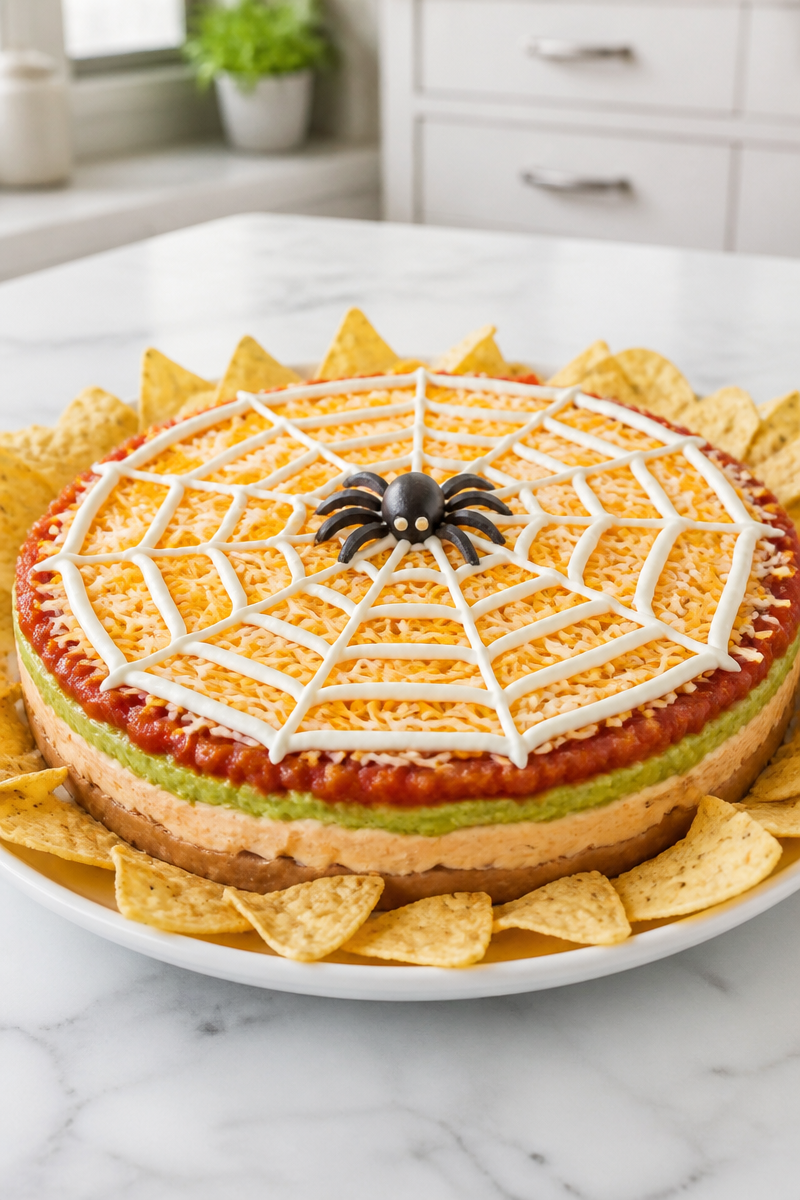Halloween Cobweb Seven Layer Dip