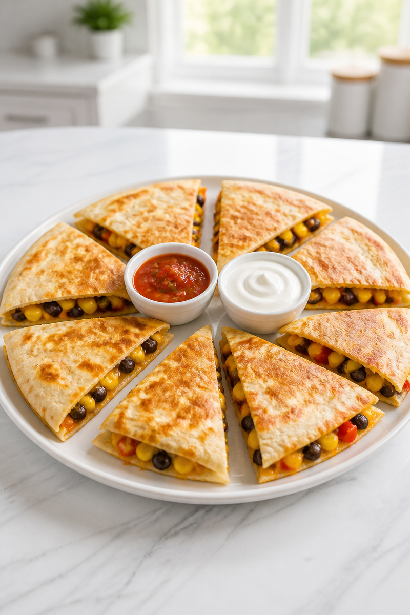 Confetti Corn Quesadilla Halloween Cheesy