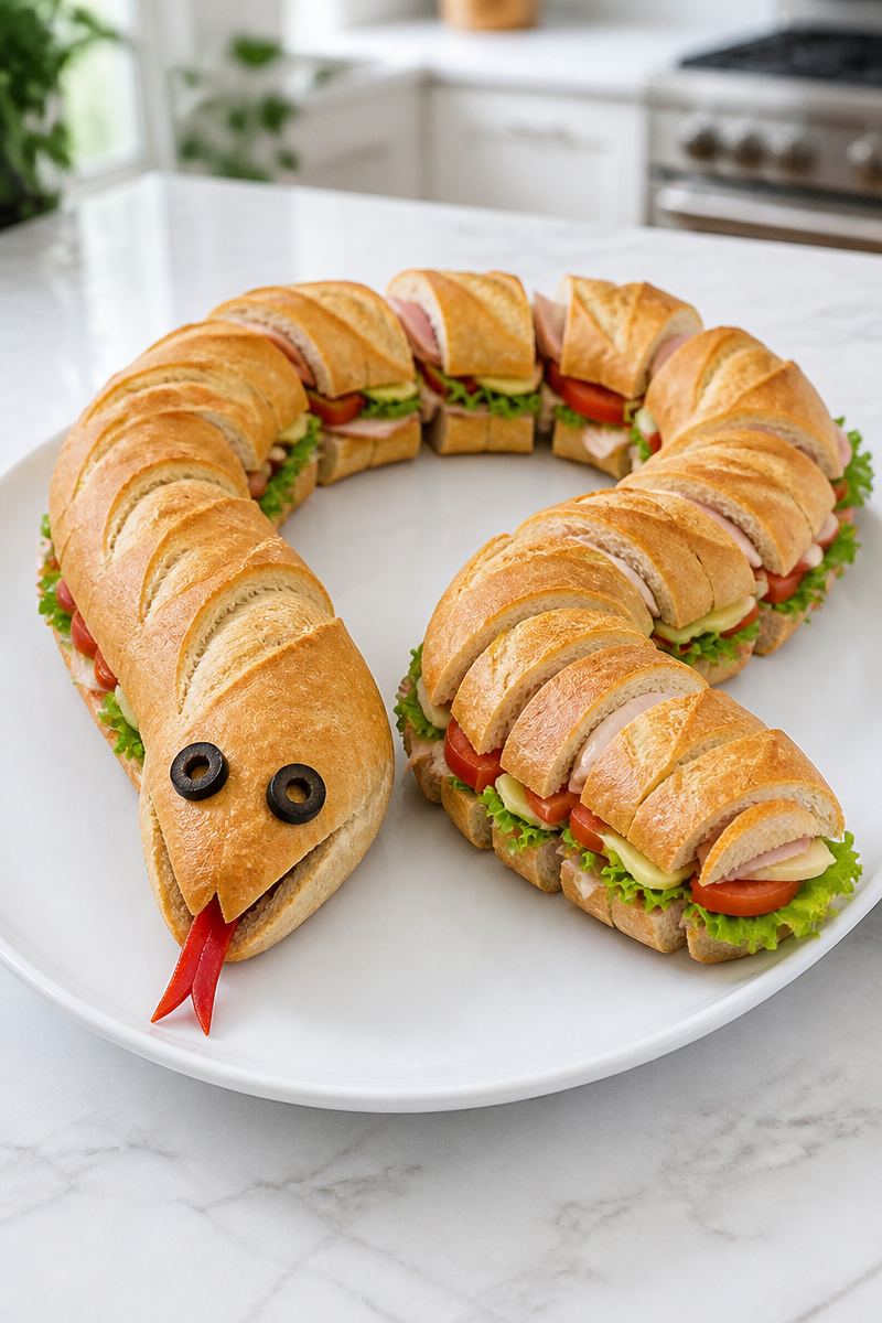 Snake Shaped Club Sandwich Halloween