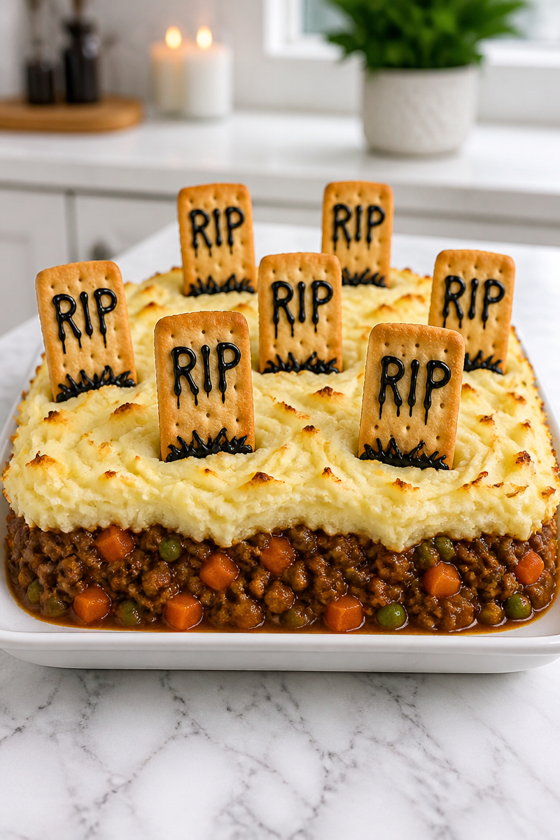 Shepherd Pie Halloween Graveyard Dinner