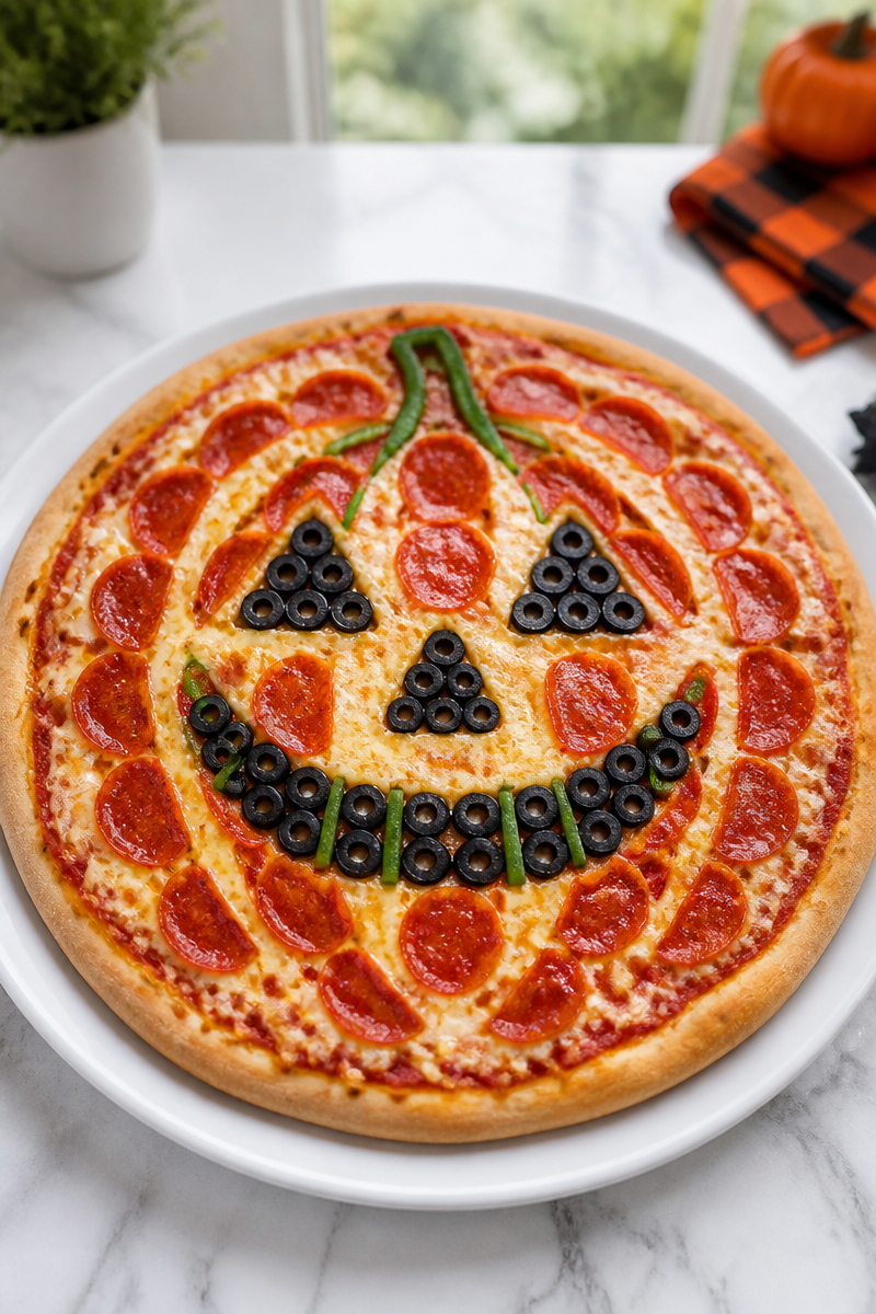 Trick Or Treat Pizza Halloween Face