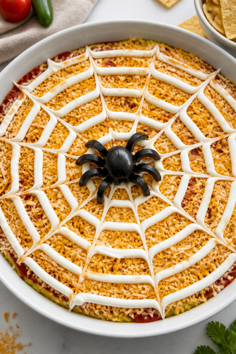 Halloween Cobweb Seven Layer Dip