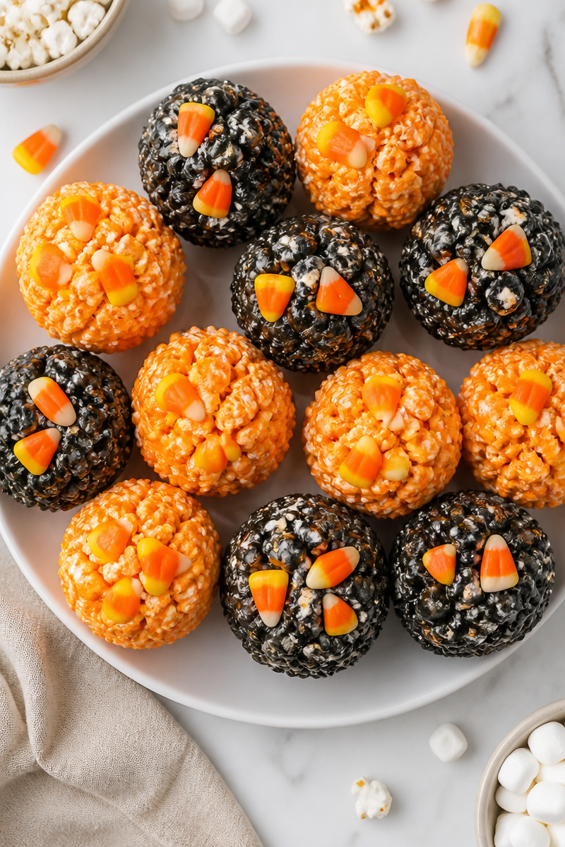 Homemade Popcorn Ball Halloween Colors